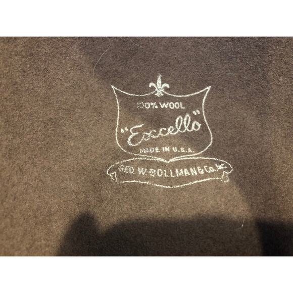 GEORGEORGE W BOLLMAN 100% WOOL BROWN HAT W/BLACK TRIM "EXCELLO" MADE IN USA - Picture 3 of 12